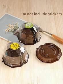 8pcs Cheesecake Packaging Box, Pp Pastry Container, Round Cake Box, Suitable For Home Baking, Picnic Party, Baking Packaging Supplies - Black - View 2