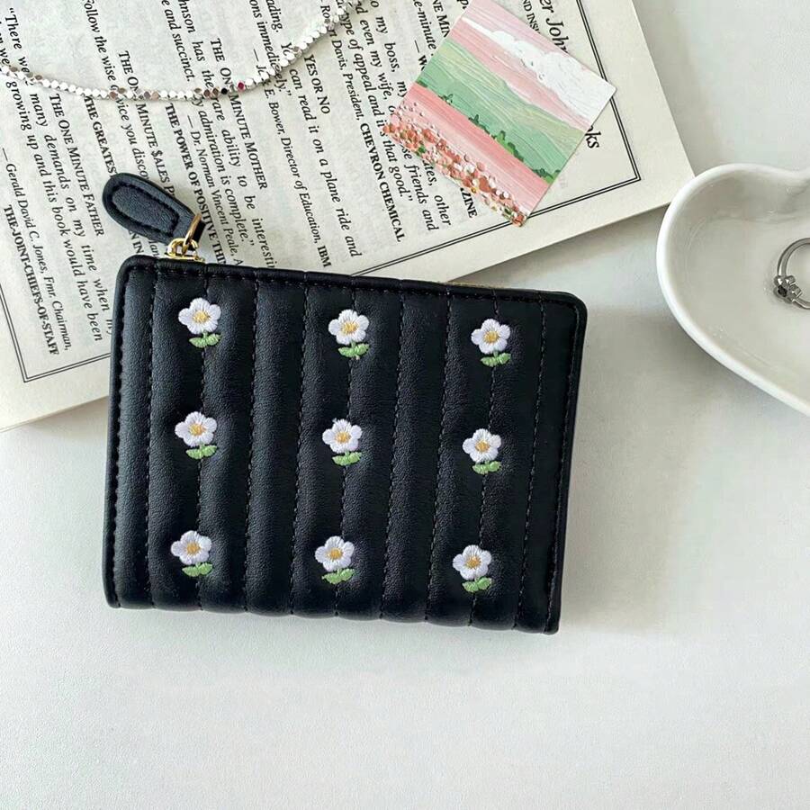 Korean Style High-Capacity Ins Wallet For Ladies And Students Solid Color Simple Design For Women Wallet Purse Wallet Small Wallet - Black - View 1