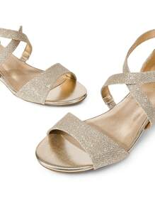 Women Wedge Sandals Adjustable Ankle Strap Open Toe Platform  Low Wedge Work Valentine's Day Wedding Party  Dating Prom Pump Wedge Sandals - Gold - View 7