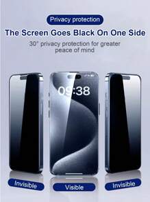 3入組iphone 15/15 Pro Max/13pro/14 Pro Max升級版的新款蘋果手機防塵網反窺屏鋼化玻璃隱私膜,360°全景防窺防社交距離保護隱私,全屏一體化超清防窺,集成防塵網防水防塵保護接收器,頂級指紋油脂擦拭,即時清潔,強化鋼化玻璃耐磨擦不留痕跡,適用於所有iphone X-15款型 - 彩色 - 查看 6