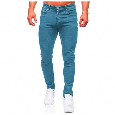 Shendy Vendy Pantalón Slim para Hombre, Pantalones de Moda Mezclilla Ajustados Elásticos, Jeans Clásicos de Hombre con Bolsillo