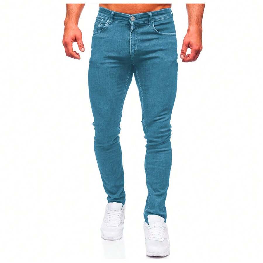 Shendy Vendy Men's Slim Fit Stretch Denim Jeans - 藍色 - 查看 1