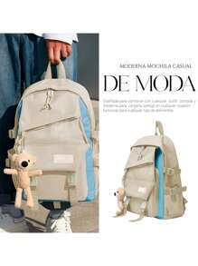 Shendy Vendy Mochila Con Gran Capacidad De Espacio, Set De 4 Piezas Mochila Fashion Cool Juvenil Bolsa lapicera - Beis - Ver 7