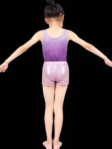 Young Girl Metallic Gymnastics Shorts - Pink - View 2