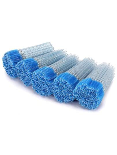 200pcs/100pcs/50pcs Disposable Mascara Wands Eyelash Brush Applicator Suitable For Eyebrow/Eyelash Extension, Blue (Crystal Glitter)