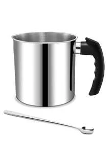 DIY 香薰蜡烛工具制作材料套装，1.3L 熔蜡锅 + 勺子万圣节、幽灵、秋季、节日、节日圣诞节、冬季、节日、节日、房间装饰、礼物 - 銀色 - 查看 1