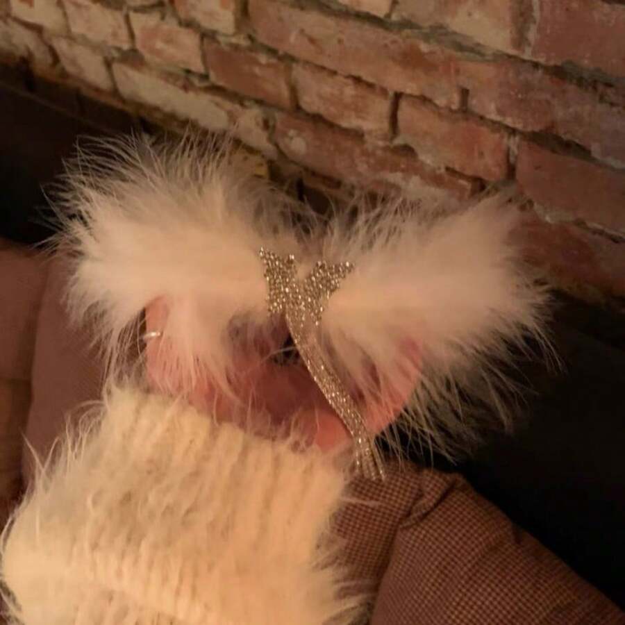 1入組蝴蝶設計羽毛和流蘇夾子頭髮夾，女士夾髮器，高級感髮飾 - 白色 - 查看 1