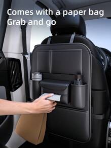DERANFU 1pc Leather Multifunctional Car Backseat Organizer With Simple Design, Back Seat Storage Bag For Universal Use