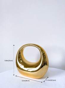 Fashionable Mirror Acrylic Circle Shaped Handbag - Gold - View 7