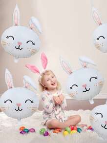 1/3/6 件 30.2 英寸巨型复活节兔子气球，复活节快乐兔子头铝箔气球，复活节快乐动物白兔子气球丛林农场派对生日用品 - 彩色 - 查看 3