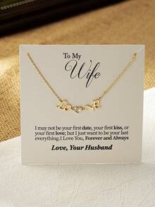 1件装 送给妻子的礼品卡包装 心形爱心精致吊坠项链 情人节礼物 妻子生日礼物 - 金色 - 查看 4