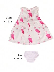 1 Pieza Vestido De Muñeca De 18 Pulgadas Con Lindo Diseño De Flamenco De Dibujos Animados, Que Incluye Ropa Interior Blanca, Adecuado Para Muñecas Americanas De 18 Pulgadas (muñeca No Incluida) - Blanco - Ver 2