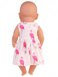 1 Pieza Vestido De Muñeca De 18 Pulgadas Con Lindo Diseño De Flamenco De Dibujos Animados, Que Incluye Ropa Interior Blanca, Adecuado Para Muñecas Americanas De 18 Pulgadas (muñeca No Incluida) - Blanco - Ver 7