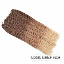 1piece Senegalese Twist Crochet Hair For  24 Inch Long Three Tone Ombre Pre Twisted Crochet Small Twisted Braids 30 Strands/Pack Ombre Brown Blonde - Ombre - View 4