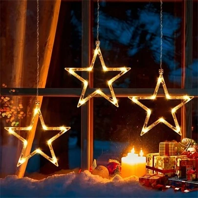 1pc Star-Shaped Suction Cup Light For Window Decoration, Home Decor, Birthday Party, Wedding, Room Decoration, Atmosphere Light