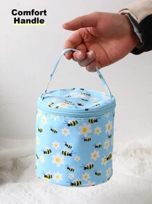 1pc Yarn Storage Bag Round Knitting Wool Yarn Bags Organizer Crochet Sewing Needles Handbag Weave Tools Accessories Bowl Crafts Tote - Multicolor - View 2
