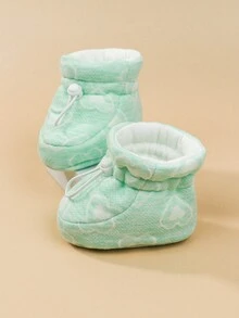 1pair Cute Baby Anti-Slip Warm Floor Socks With Drawstring - Mint Green - View 3