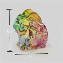 1pc Crystal Animal Glass Zodiac Rabbit Ornament In Multicolor, Good Luck Gift - Green - View 2