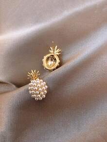 人造珍珠裝飾菠蘿耳環優雅珠寶耳環送給女孩的禮物 - 彩色 - 查看 3