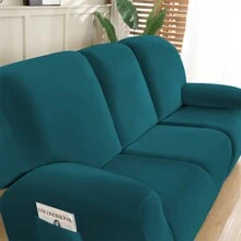 1/2/3 Seat Velvet Recliner Sofa Cover Stretch Lounge Armchair Couch Slipcover Recliner Chair Cover Velvet Recliner Chair Covers Sofa Chair Slipcover With Side Pocket For Furniture Protector - Green - View 8