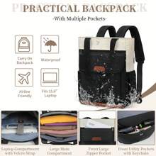 女性手提包背包,15.6英寸電腦背包,可轉換手提包,配備usb充電端口,防水休閒背包,大容量旅行、工作、學生背包