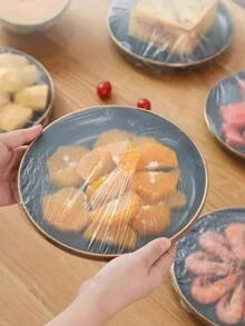 100pcs/Pack Disposable Cling Film Wrap, Elastic Refrigerator Vegetable & Fruit Preservation Bags - Clear - View 6