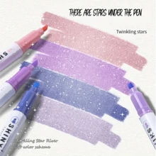 4/12pcs Glitter Shiny Highlighter Marker Pens, Colorful Painted Stationery School Supplies, Random Colors Back To School