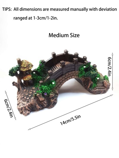 1pc Resin Bridge For Aquarium Landscaping,Garden Indoor/Outdoor Decorative Ornament ,Turtle Tank Basking Platform With Arch Bridge,Fish Tank Decorative Arch Bridge
