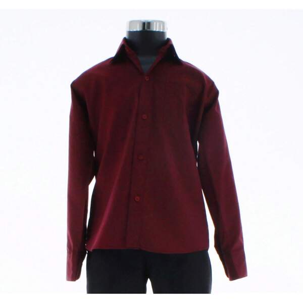 Camisa De Vestir Niño Color Vino Manga Larga 3591 2-18 Años