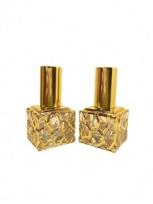 Chai xịt nước hoa hình vuông họa tiết hình học 10ML mạ vàng mini du lịch xách tay rỗng - Xem 5