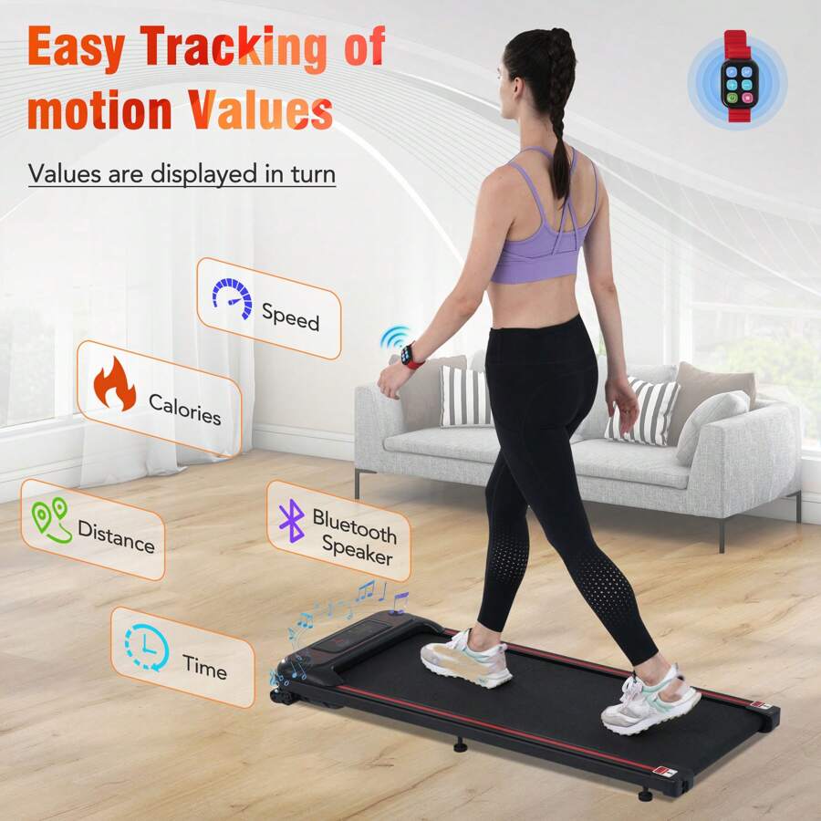 MERAX NEW Walking Pad Under Desk Treadmill For Home Office -2.5HP Walking Treadmill With Incline Bluetooth Speaker 0.5-4MPH 265LBS Capacity Treadmill For Walking Running - Wristband Remote - Black - View 1