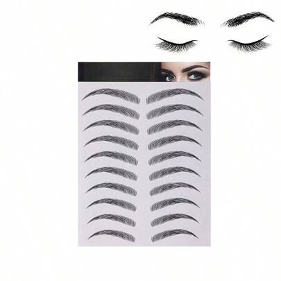 1 張 4d 仿眉紋身貼,防水自然眉貼,持久修眉,適合女士和女孩（黑色）