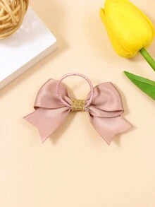 2pcs Solid Color Hair Ties With Golden Trimming, Suitable For Everyday Use - Pink - View 5