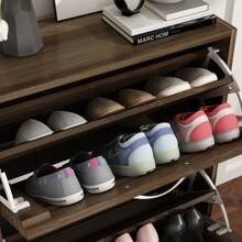 ECACAD Shoe Storage Cabinet, Narrow Shoe Cabinet With 2 Drawers & Adjustable Shelf, Small Space Entryway Freestanding Shoe Rack With Shutter Doors (22.4" W X 9.4" D X 29.5" H) - 棕色 - 查看 6