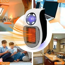 1pc Mini Heater With Remote Control, Household Portable Wall-Mounted Energy-Saving Office Electric Heater, Quick Heating - White - View 1