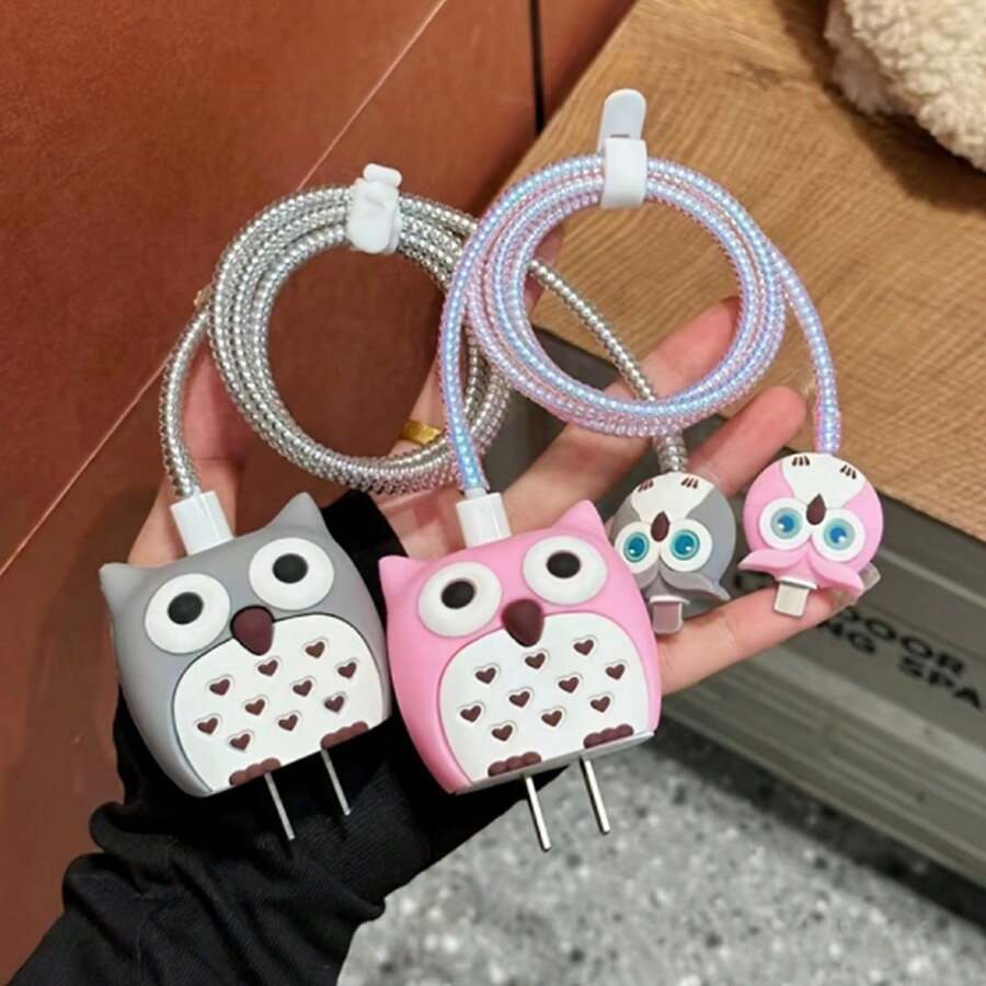 4 件裝貓頭鷹造型 20w 充電器保護套