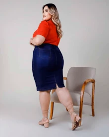 Women Denim Skirts - Màu xanh lam - Xem 3