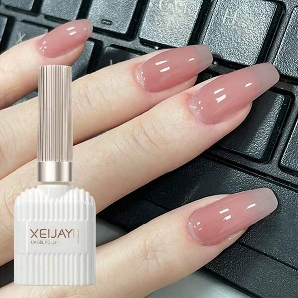 XEIJAYI 1pc 15ml Crystal Gel Nail Polish Translucent Watermelon Pink With Sheer Ice Clear Effect - Soak Off UV/LED - Perfect For DIY Manicures
