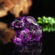 1pc Crystal Animal Glass Zodiac Rabbit Ornament In Multicolor, Good Luck Gift - Green - View 7