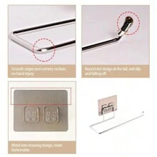 1入/半入掛式廁紙架，廁紙架，浴室毛巾架立式紙架，浴室收納架露營必備 - 銀色 - 查看 4