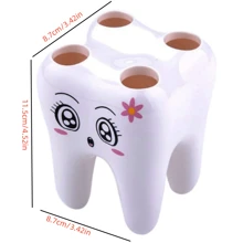 1pc Popular Creative White Tooth Shaped Toothbrush Holder With Cartoon Storage Rack For Toothbrushes