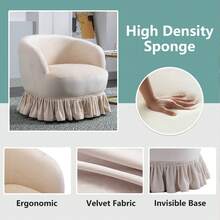 HOMEFUN Swivel Barrel Chair, Comfy Round Accent Sofa Chair For Living Room, 360 Degree Swivel Barrel Club Chair, Leisure Arm Chair For Nursery, Hotel, Bedroom, Office, Lounge - 米色 - 查看 2