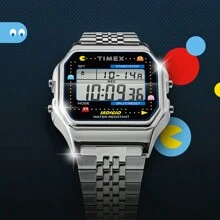 Reloj clásico retro cuadrado luminoso a prueba de agua reloj electrónico - Plateado - Ver 3