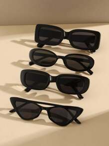 4pcs Fashion Retro Oval Fashion Glasses For Teens & Adults, Versatile Daily Use & Photo Shooting Fashion Glasses - Multicolor - View 1