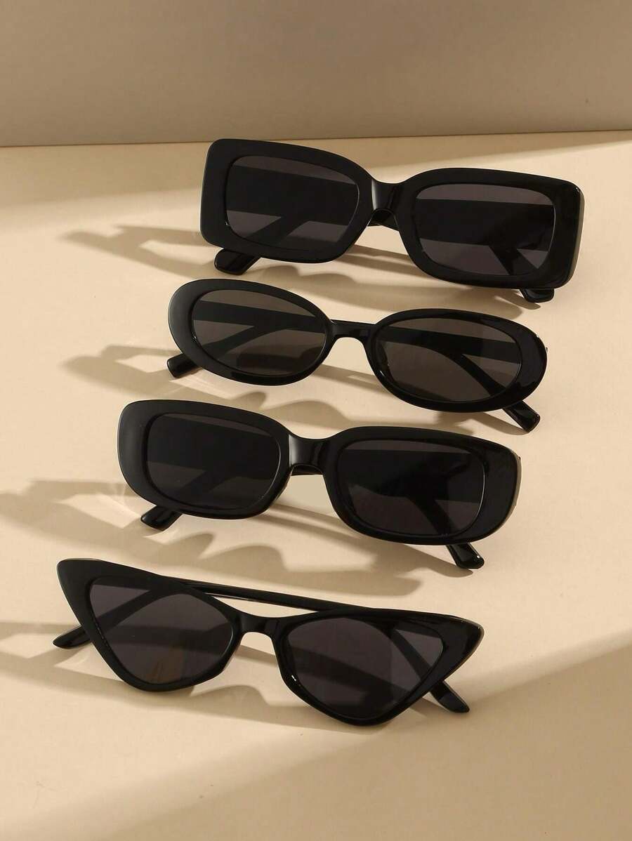 4pcs Fashion Retro Oval Fashion Glasses For Teens & Adults, Versatile Daily Use & Photo Shooting Fashion Glasses - Multicolor - View 1