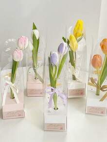 1入組/2合1透明自己動手裝禮物包裝盒,適用於情人節花卉包裝,婚禮上的玫瑰花店花卉容器、糖果包裝 - 玫瑰金 - 查看 1