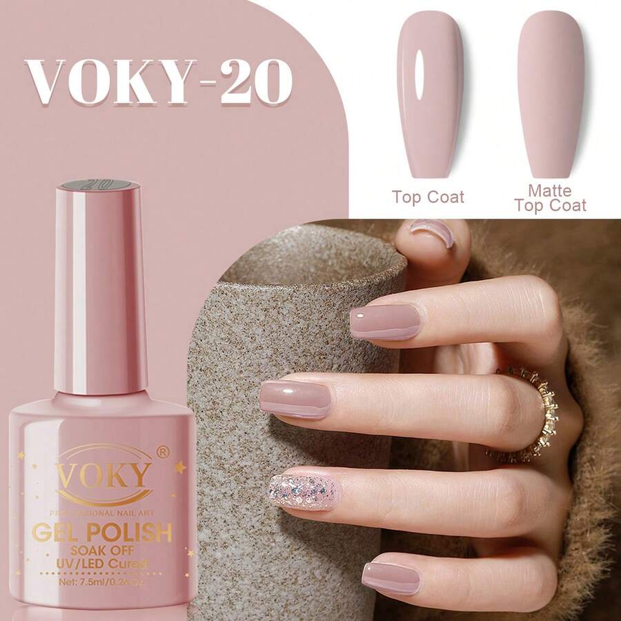 VOKY 7.5毫升彩色凝膠指甲油uv/led浸泡凝膠指甲油和卸甲水,家庭diy美甲 - 粉色 - 查看 1