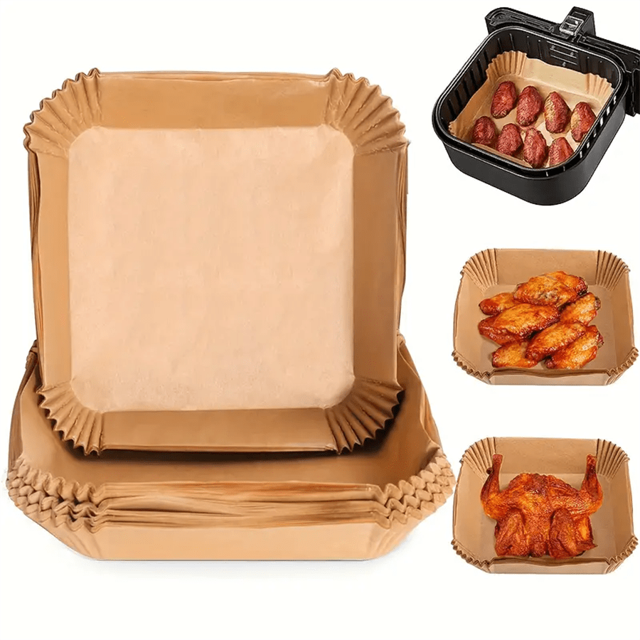 50/100/200pcs, Disposable Air Fryer Liners (6.3''/8.0''), Paper Air Fryer Liner Pots, Paper Basket Bowls, Baking Trays, Oven Accessories, Baking Tools, Kitchen Gadgets, Kitchen Accessories Camping
