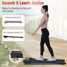 MERAX NEW Walking Pad Under Desk Treadmill For Home Office -2.5HP Walking Treadmill With Incline Bluetooth Speaker 0.5-4MPH 265LBS Capacity Treadmill For Walking Running - Wristband Remote - Black - View 5