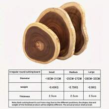 1pc, Round Cutting Board, Wooden Chopping Board, Exquisite Non-Splicing Acacia Wood Cheese Board, Reversible Round Charcuterie Board, Dessert Plate, Steak Tray, Kitchen Accessories - Brown - View 4